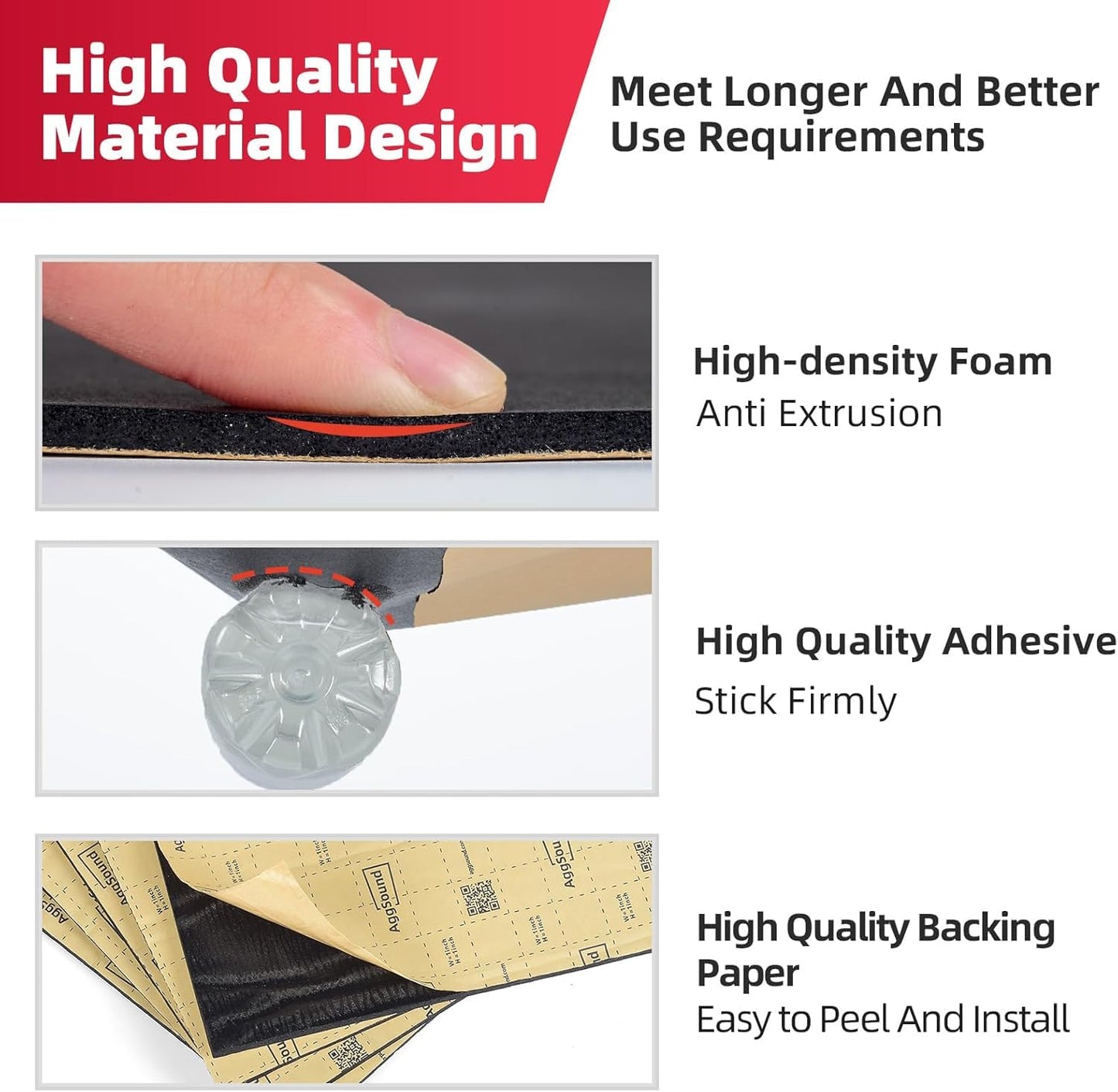 AggSound 1/2inch Thickened Sound Deadener for Multiple Use，High Density Foam with Adhesive,for Car, Boat, RV Shield Insulation Dampening Mat, 16" x 60" x1/2"